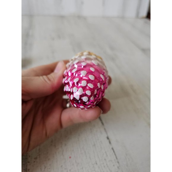 Vintage sparkle bright rainbow pinecone glitter glass ornament Xmas tree‎